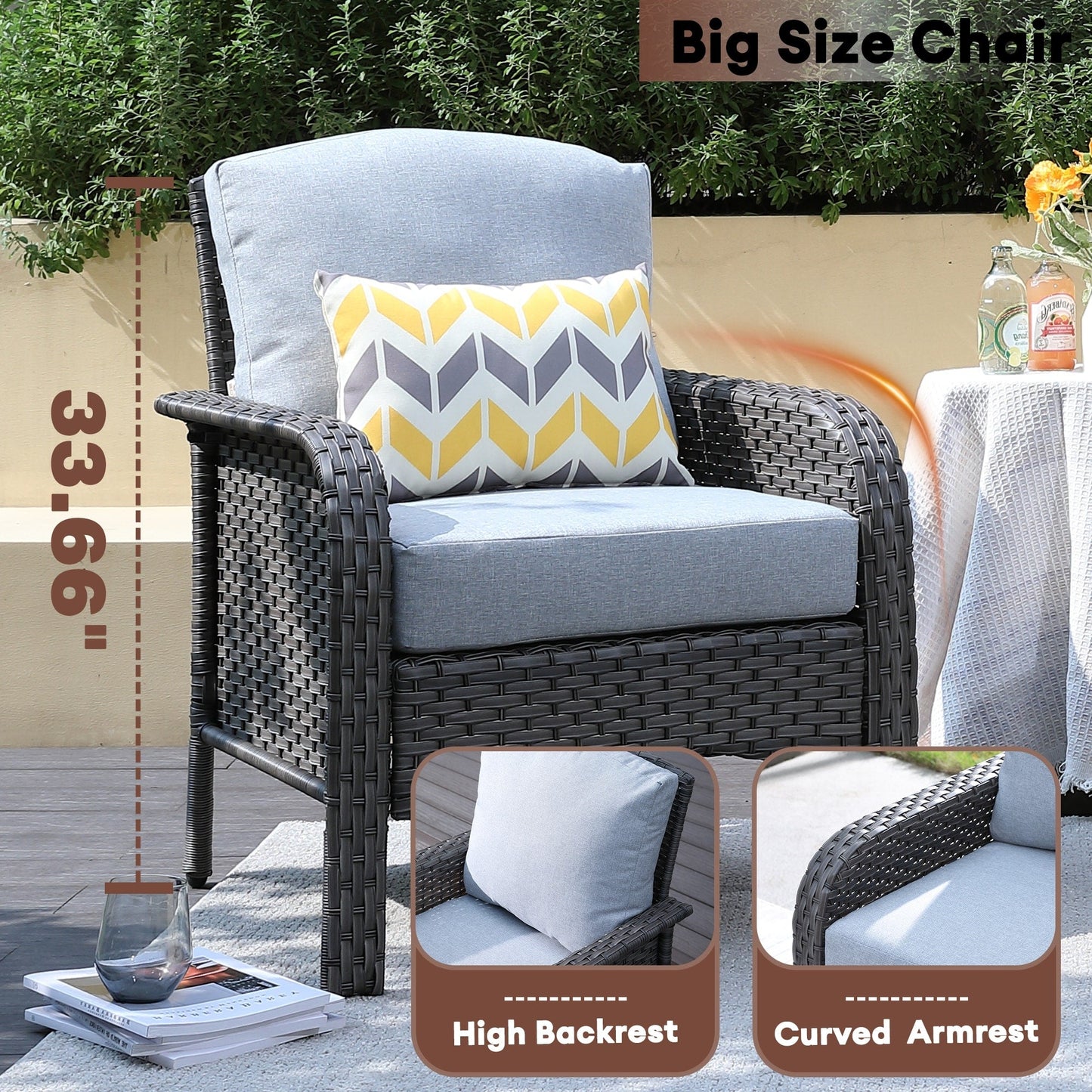 Ensemble de conversation de 4 pièces pour patio extérieur XIZZI avec table