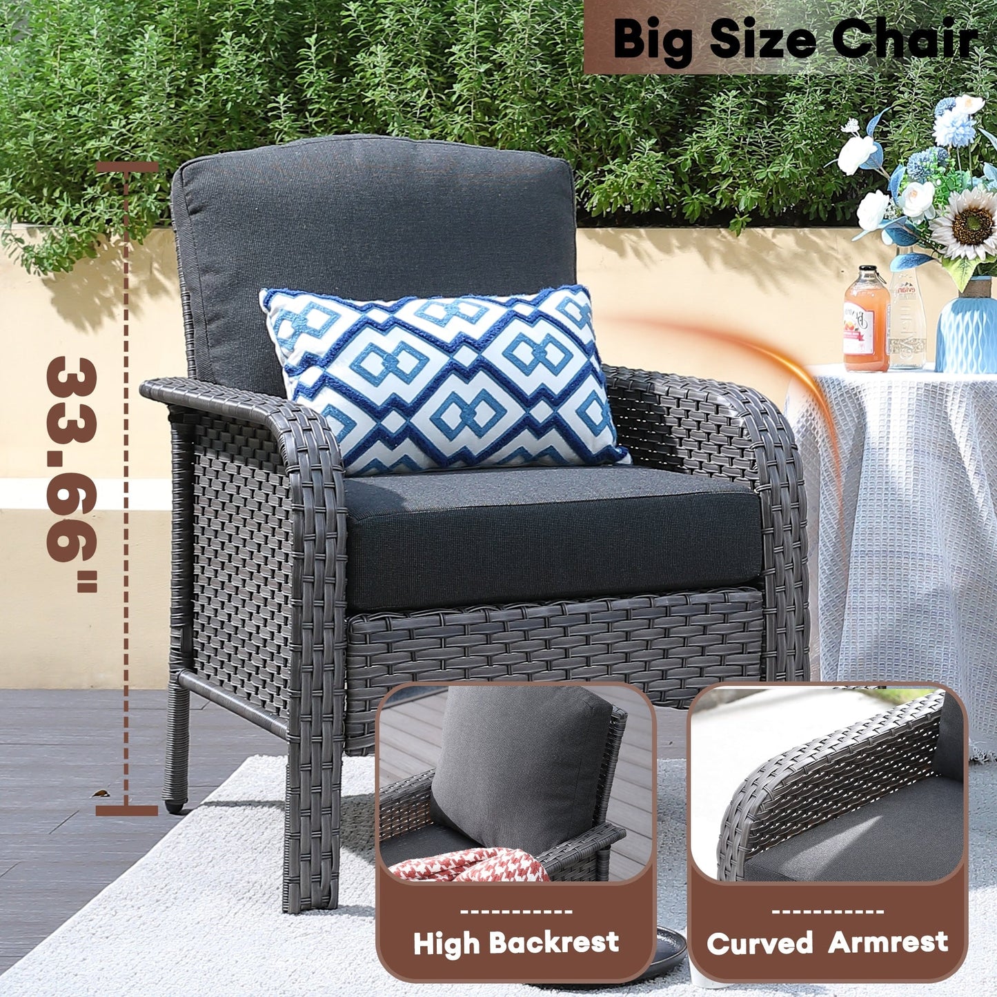 Ensemble de conversation de 4 pièces pour patio extérieur XIZZI avec table