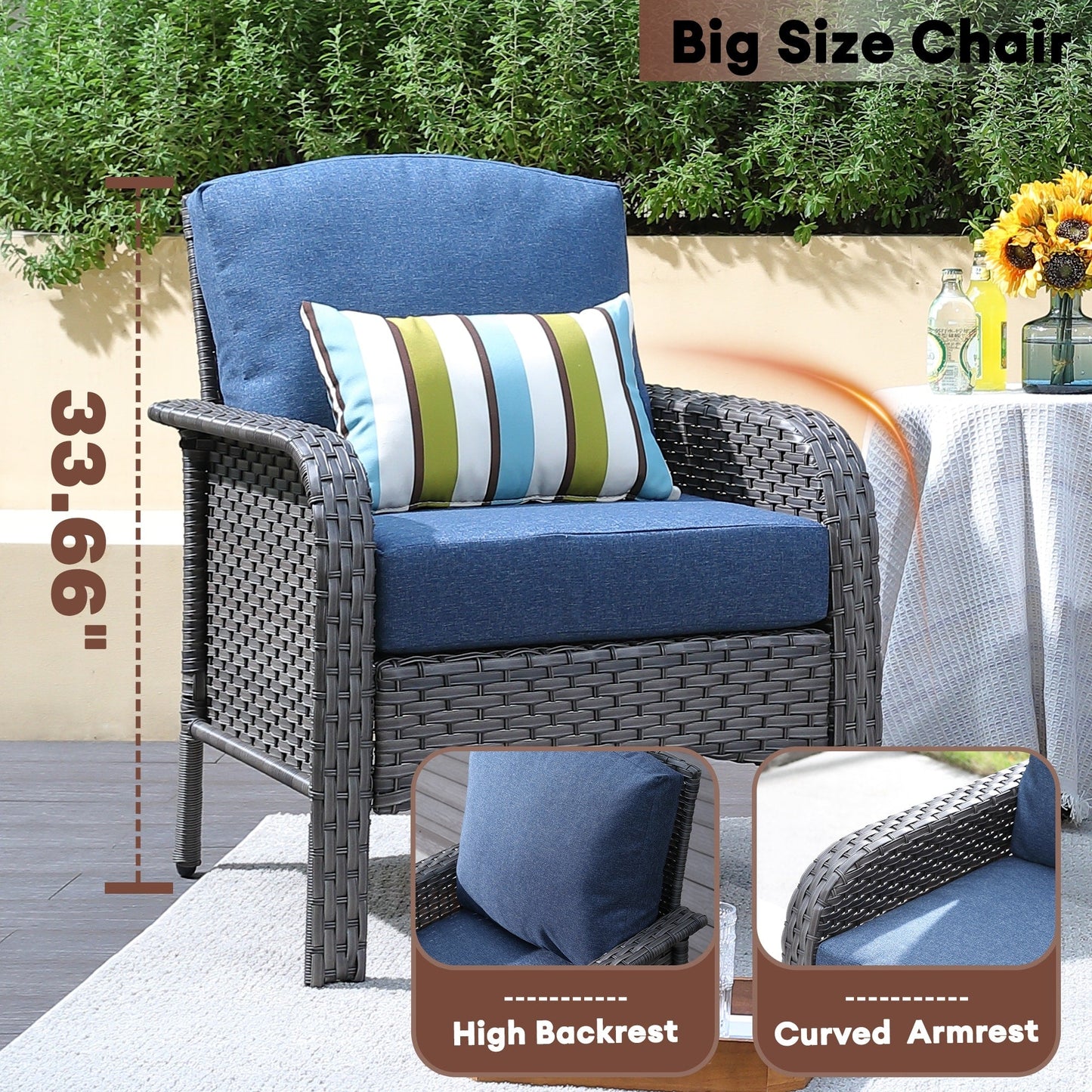 Ensemble de conversation de 4 pièces pour patio extérieur XIZZI avec table