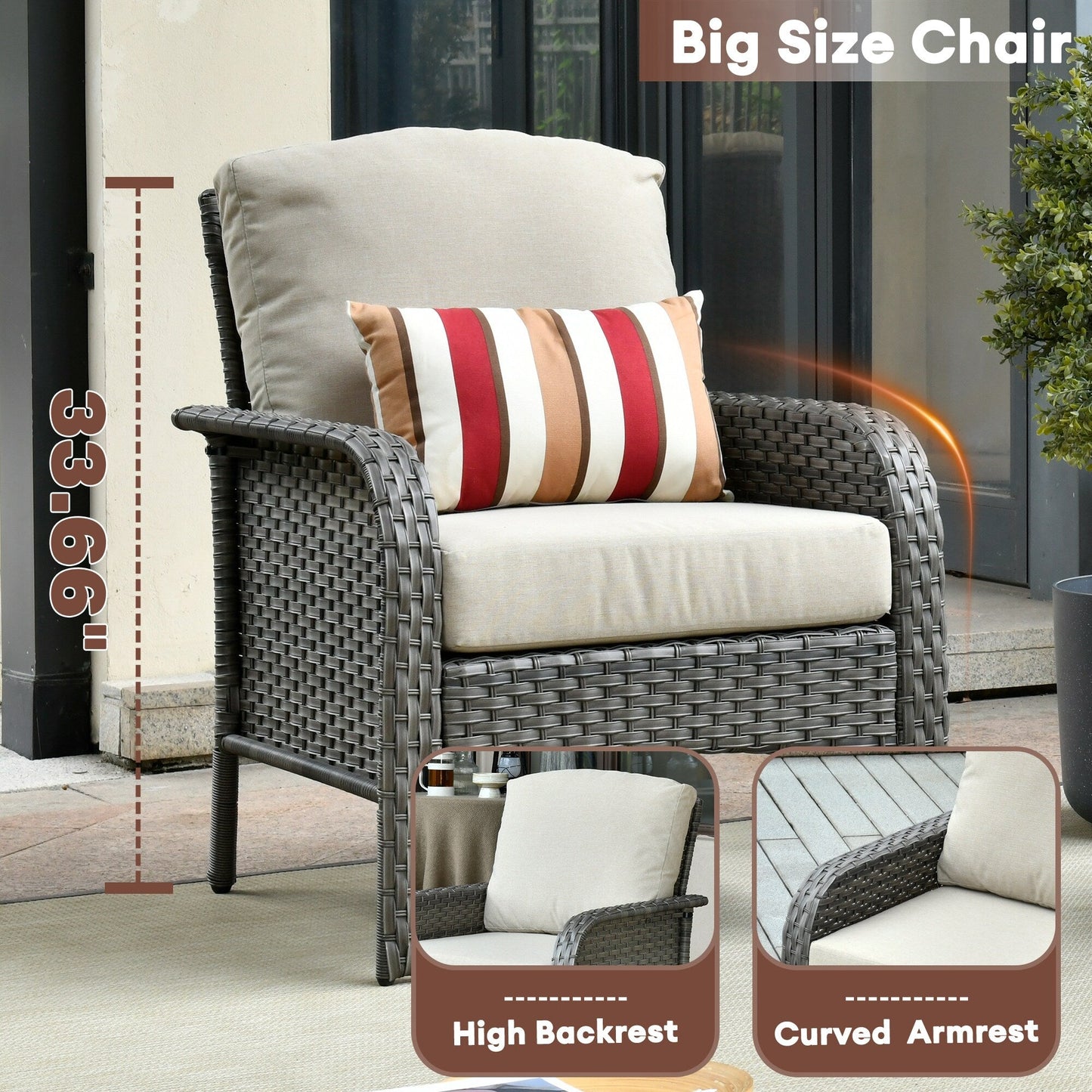 Ensemble de conversation de 4 pièces pour patio extérieur XIZZI avec table