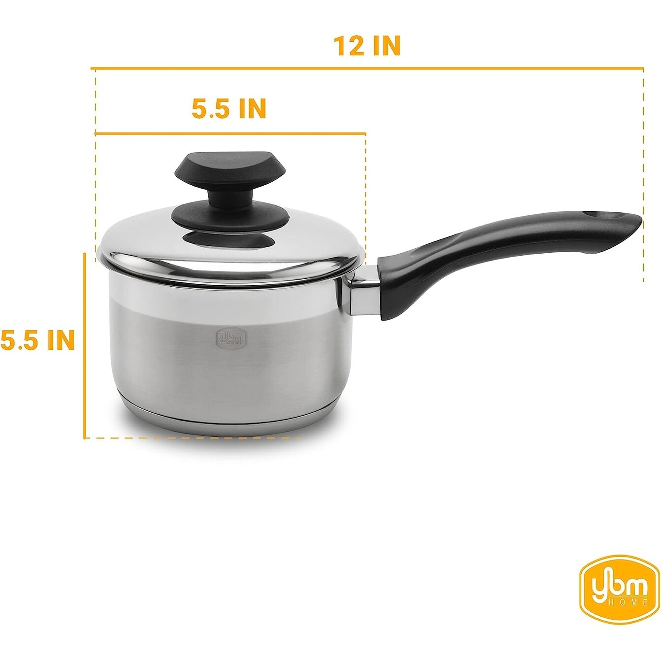 Marmite à sauce professionnelle YBM Home en acier inoxydable 18/10, avec couvercle et base capsule triple épaisseur, compatible induction, avec poignée