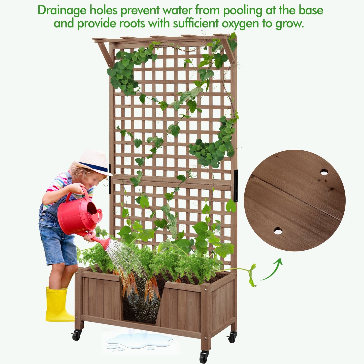 Jardinière surélevée en bois Yaheetech 72H avec treillis, jardinière autoportante pour jardin