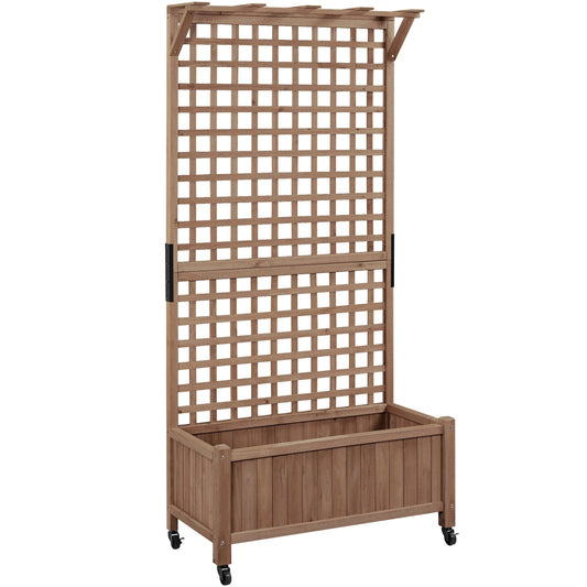 Jardinière surélevée en bois Yaheetech 72H avec treillis, jardinière autoportante pour jardin