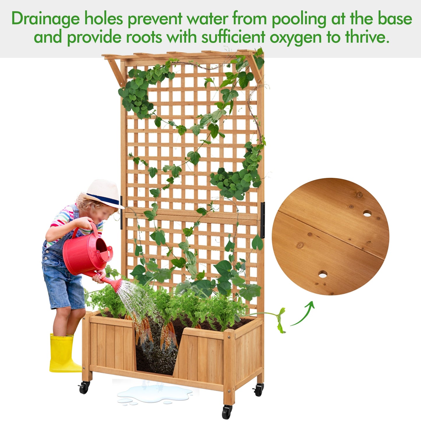 Jardinière surélevée en bois Yaheetech 72H avec treillis, jardinière autoportante pour jardin