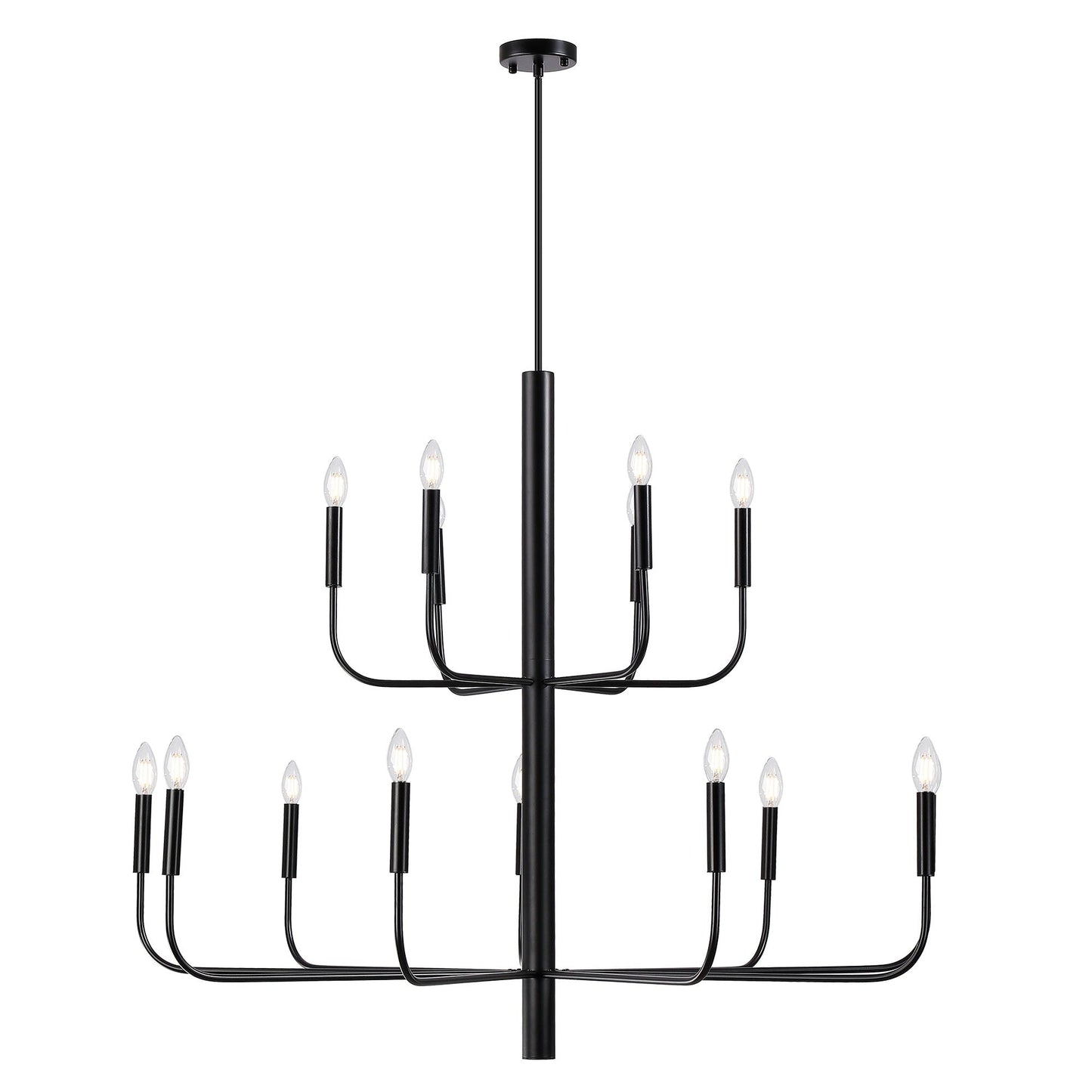 Lustre chandelier minimaliste à 15 lumières, 2 niveaux, design ancien - 48