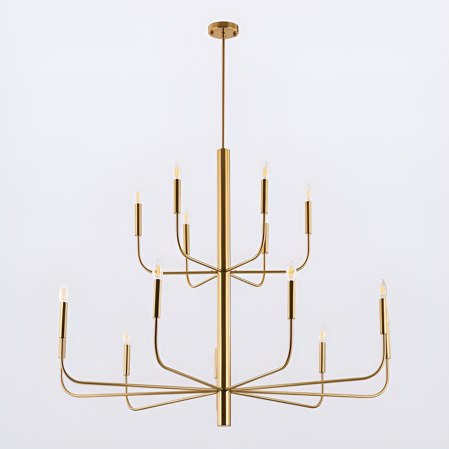 Lustre chandelier minimaliste à 15 lumières, 2 niveaux, design ancien - 48