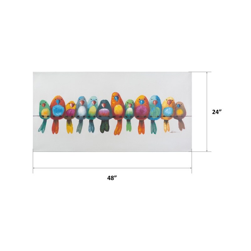 Décoration murale originale peinte à la main « Oiseaux sur un fil » de Yosemite Home Decor - multicolore