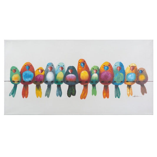 Décoration murale originale peinte à la main « Oiseaux sur un fil » de Yosemite Home Decor - multicolore