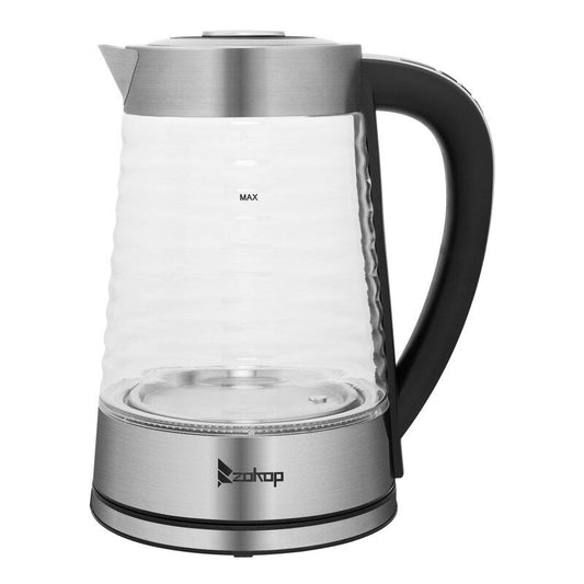 Bouilloire électrique ZOKOP 0,58 gal 1 200 W en verre borosilicaté avec poignée électronique