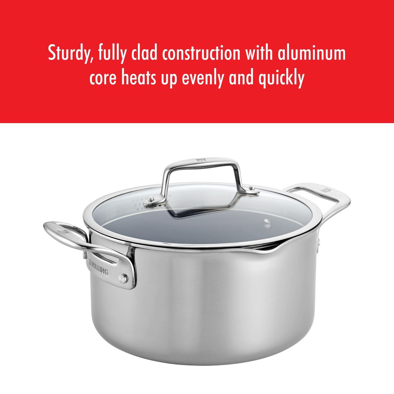 Cocotte hollandaise antiadhésive en acier inoxydable et céramique ZWILLING Clad CFX 6 pintes
