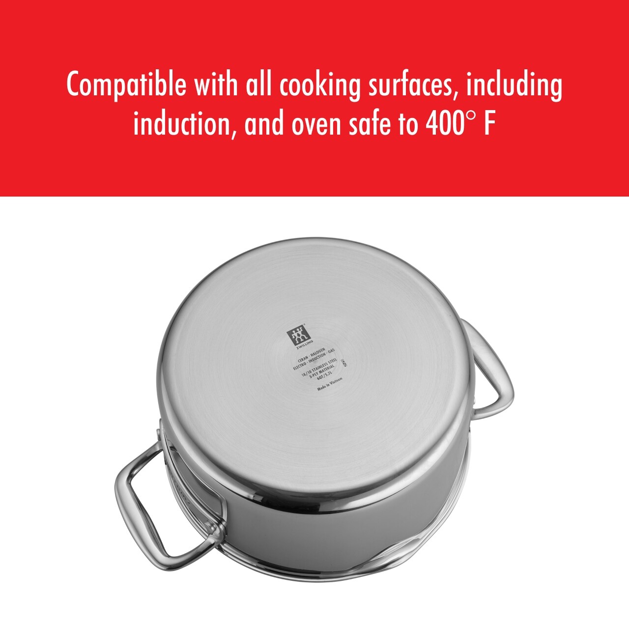 Cocotte hollandaise antiadhésive en acier inoxydable et céramique ZWILLING Clad CFX 6 pintes
