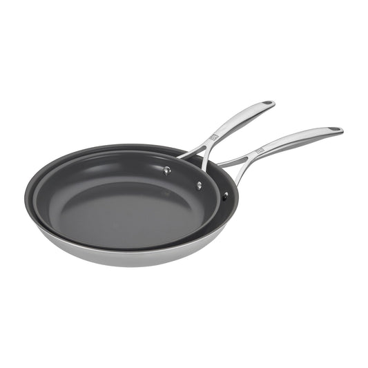 Ensemble de 2 poêles à frire antiadhésives en acier inoxydable et céramique ZWILLING Energy Plus de 25 cm et 30 cm