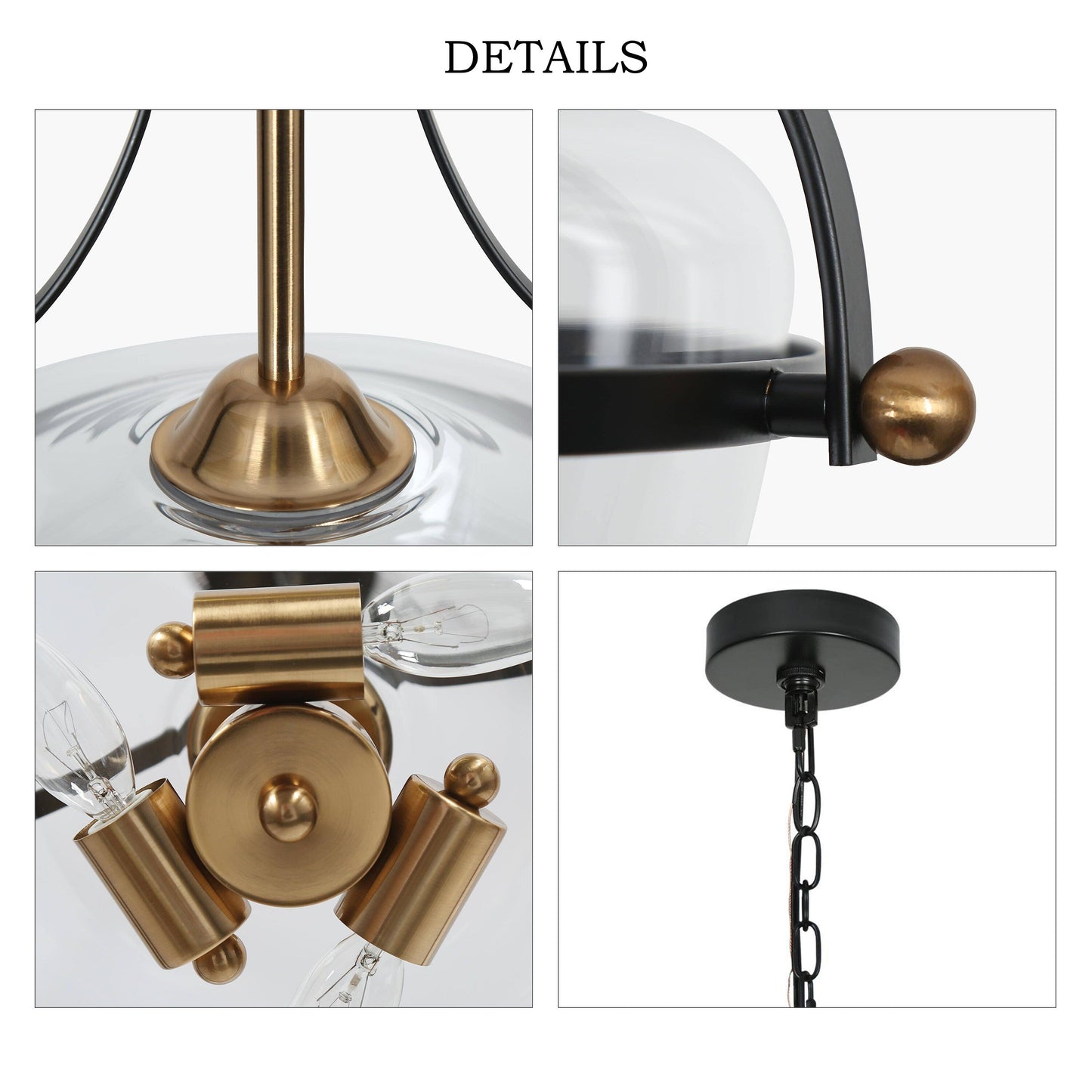 Lustre Zelena moderne de style ferme noir et or, suspension en verre à 3 lumières pour îlot de cuisine et salle à manger