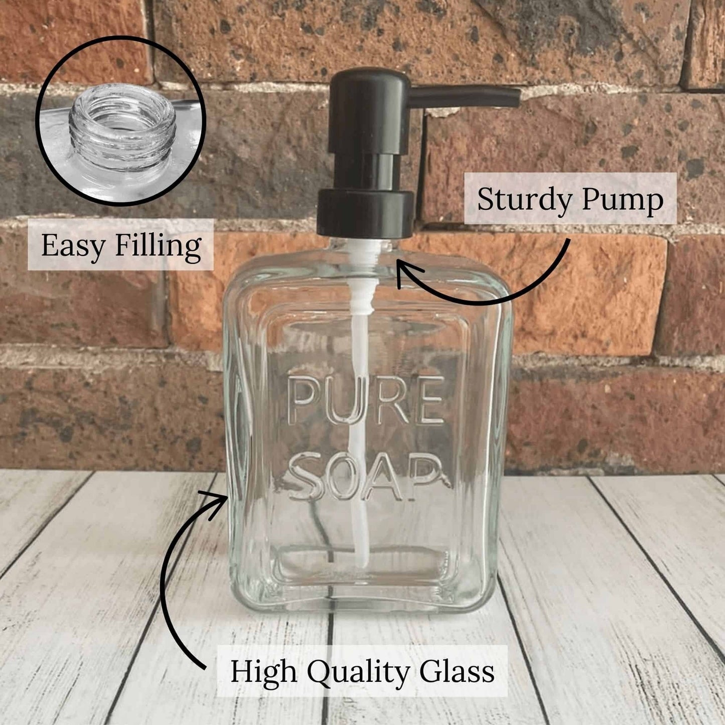 Distributeur de savon en verre vintage PURE SOAP 18 FL OZ - 18 Fl Oz