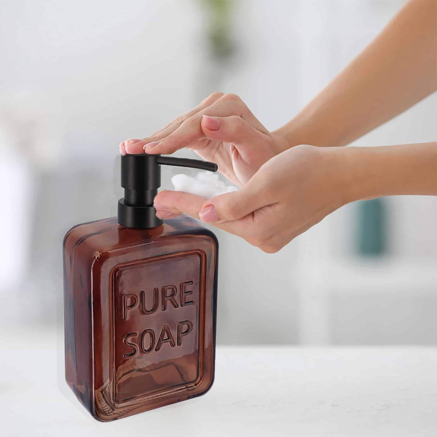 Distributeur de savon en verre vintage PURE SOAP 18 FL OZ - 18 Fl Oz