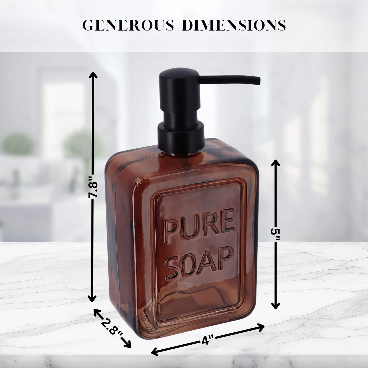 Distributeur de savon en verre vintage PURE SOAP 18 FL OZ - 18 Fl Oz