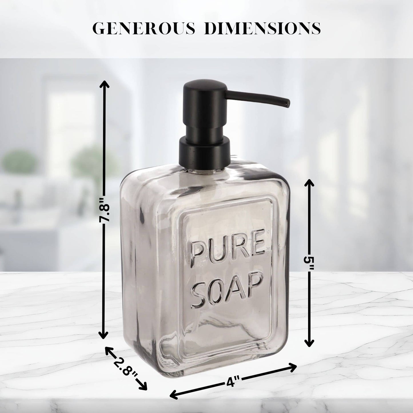 Distributeur de savon en verre vintage PURE SOAP 18 FL OZ - 18 Fl Oz