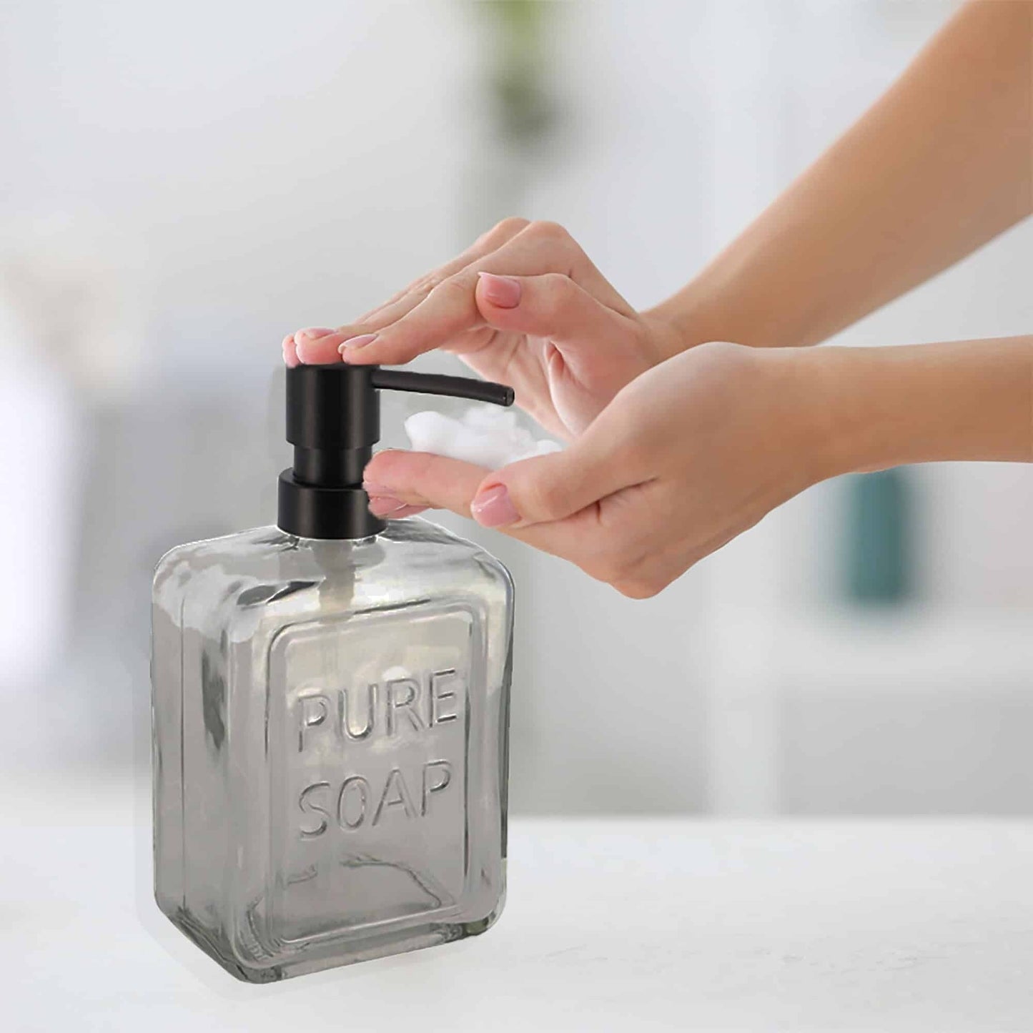 Distributeur de savon en verre vintage PURE SOAP 18 FL OZ - 18 Fl Oz