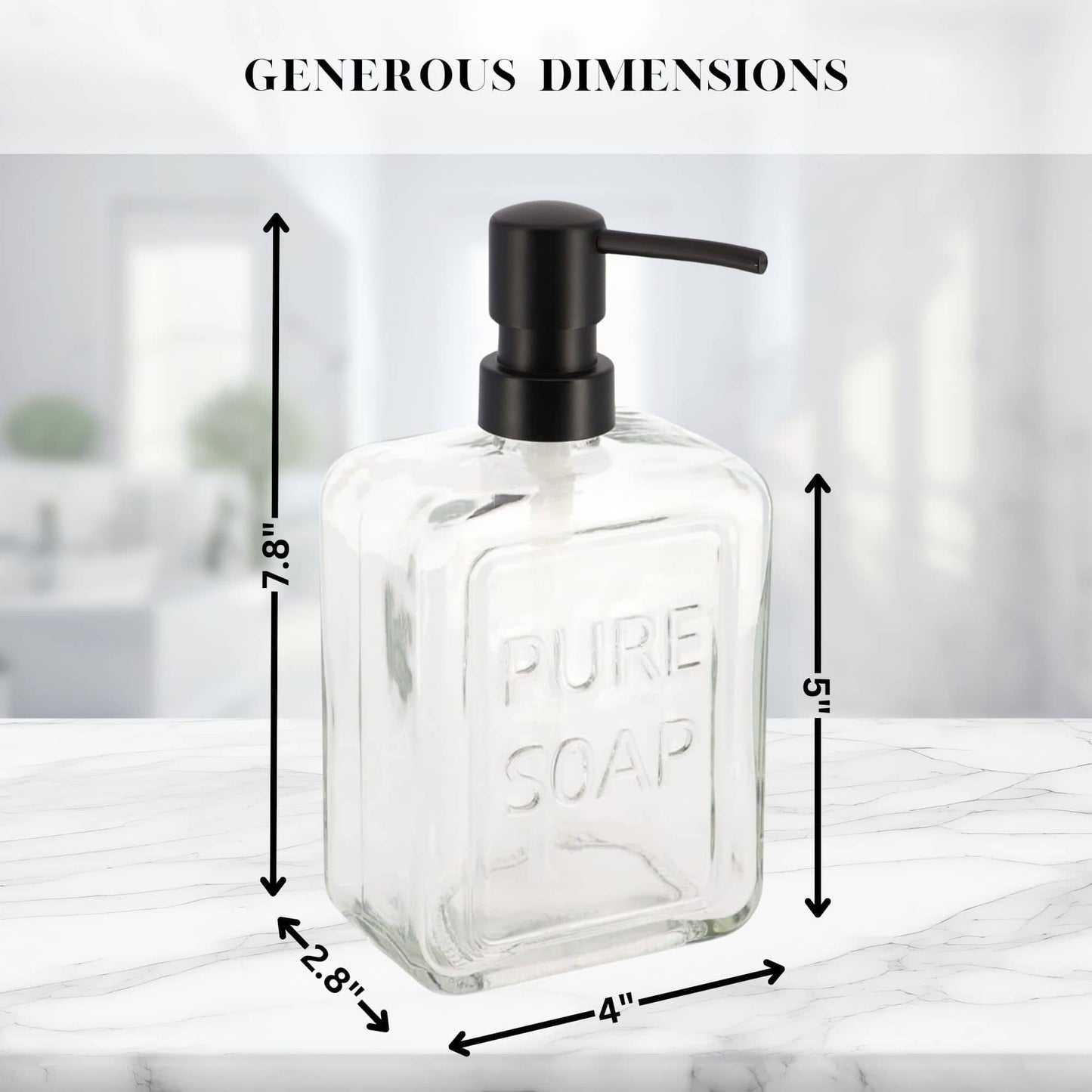 Distributeur de savon en verre vintage PURE SOAP 18 FL OZ - 18 Fl Oz